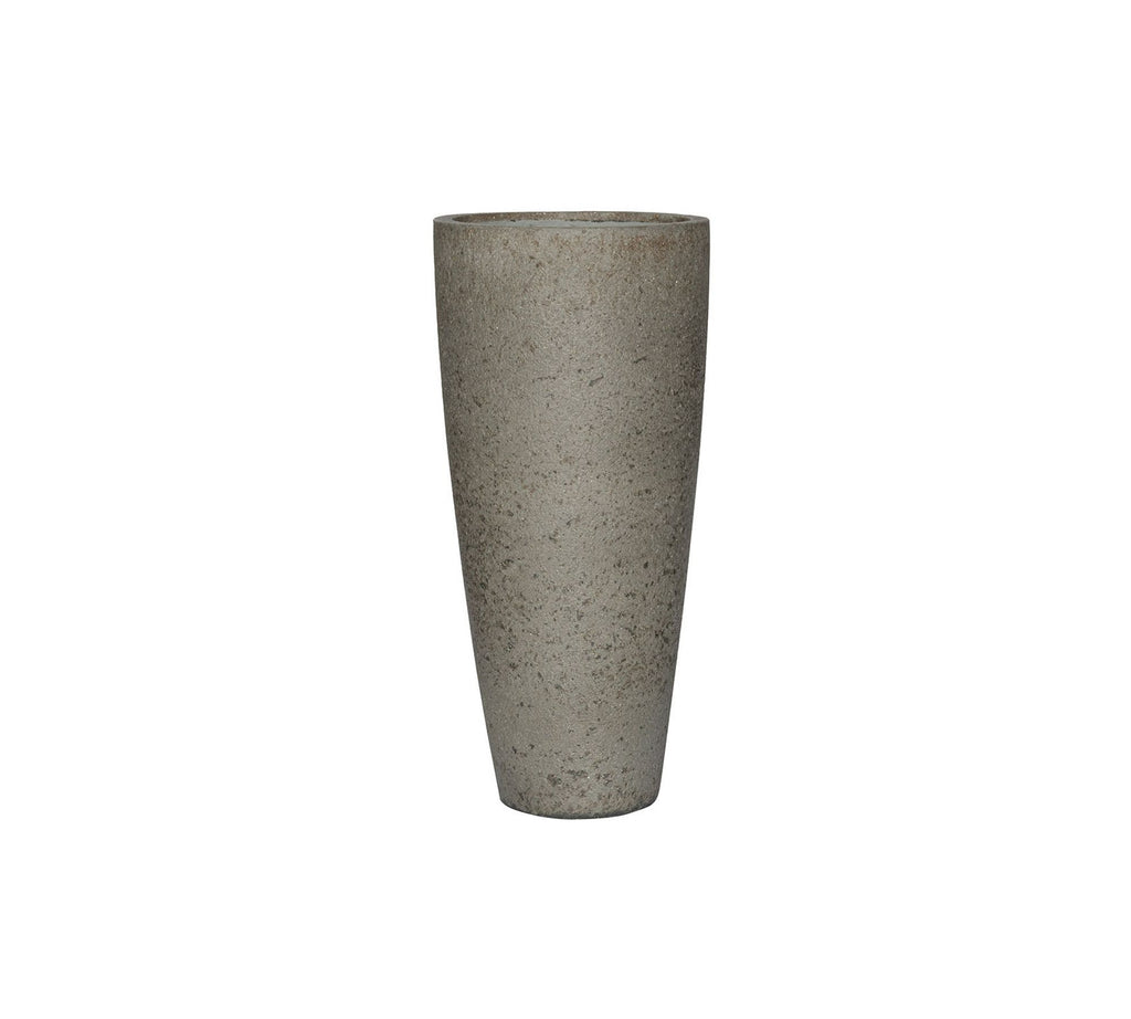 Lightweight Handcrafted Fiberstone Tall Taper Cyl. Indoor/Outdoor Planter, 32” - Diorite Gray
