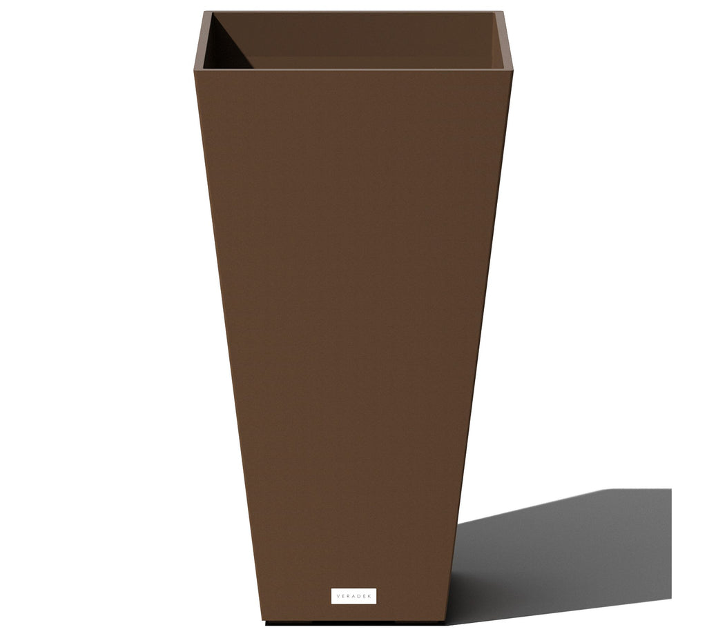All Weather Eco Hevea Tapered Tall Planter, Espresso - 14"W x 24"H