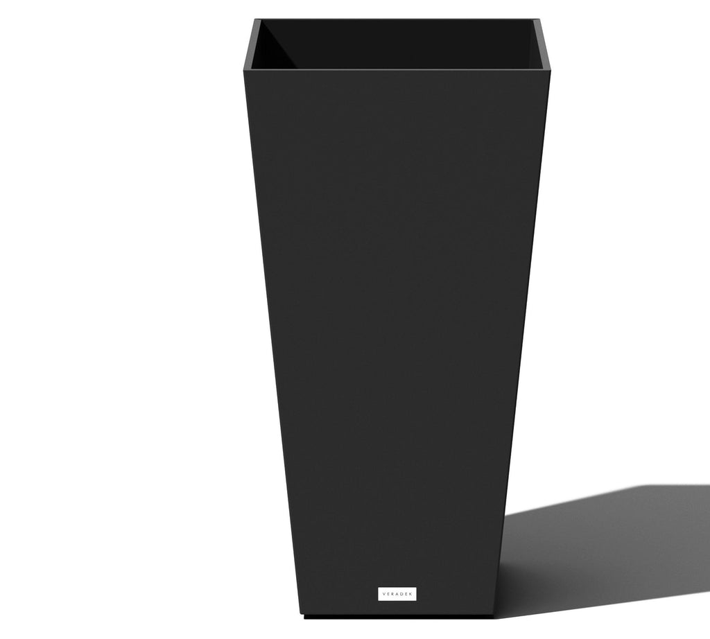 All Weather Eco Hevea Tapered Tall Planter, Black - 16"W x 30"H