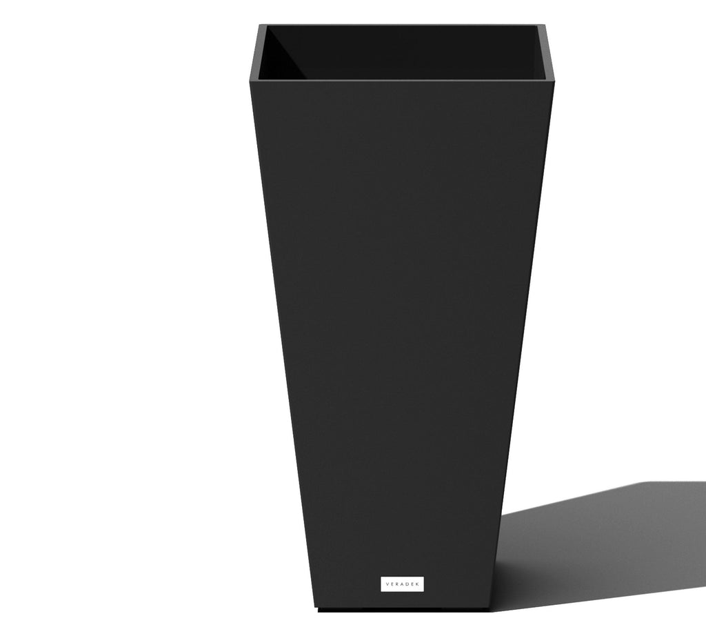 All Weather Eco Hevea Tapered Tall Planter, Black - 14"W x 28"H