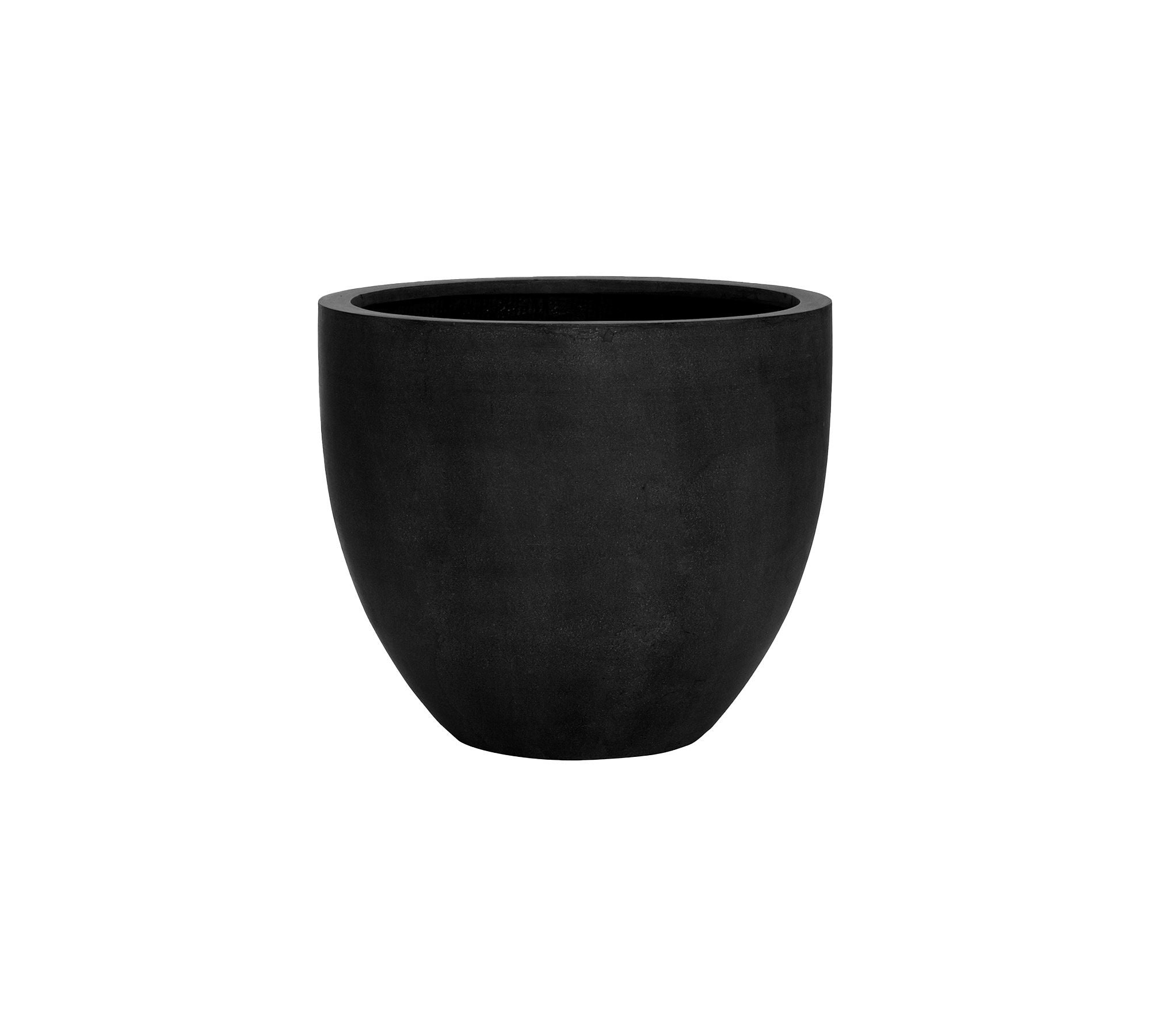 Palma Short Lightweight Handcrafted Fiberstone Indoor/Outdoor Planter, 14” - Black