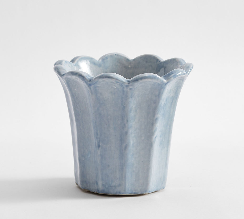 Fluted Tulip Cachepot, Small - Light Blue