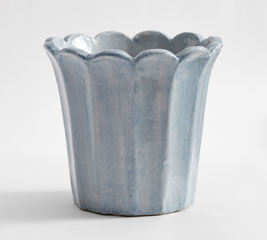 Fluted Tulip Cachepot, Medium - Light Blue