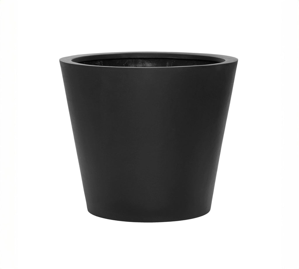Handcrafted Lightweight Fiber Stone Tapered Cylinder Planter, 20” – Black
