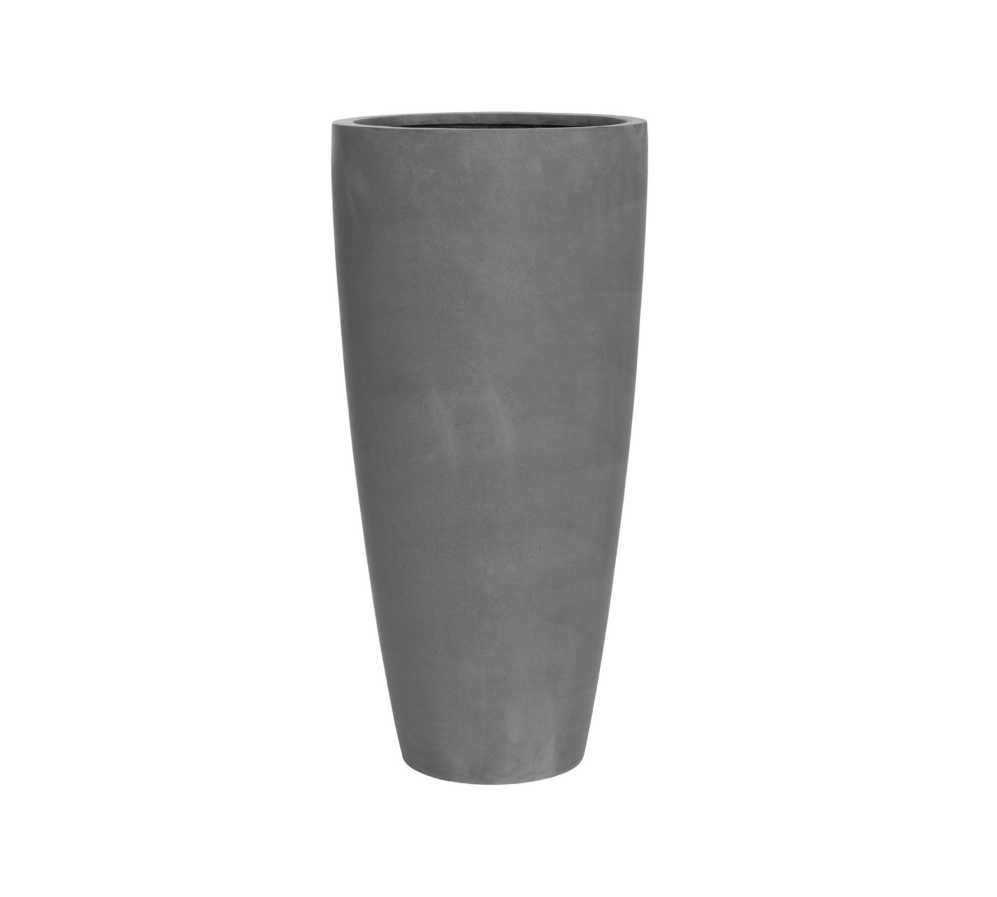 Lightweight Handcrafted Fiberstone Tall Taper Cylinder Indoor/Outdoor Planter, 39” - Gray