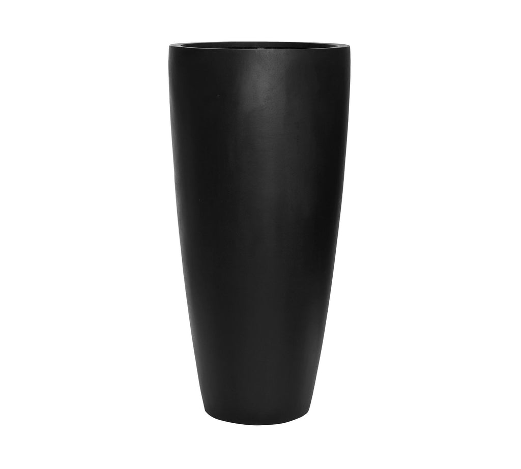 Lightweight Handcrafted Fiberstone Tall Taper Cylinder Indoor/Outdoor Planter, 39” - Black