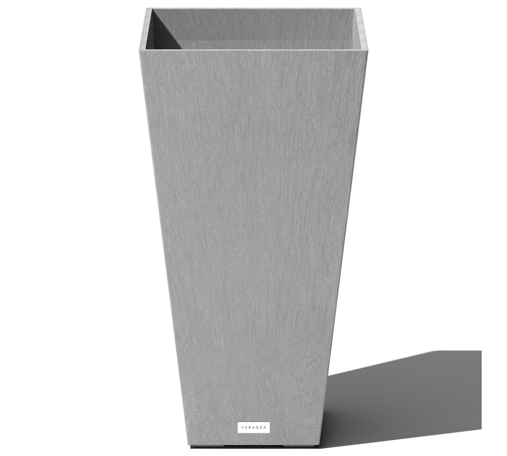 All Weather Eco Hevea Tapered Tall Planter, Charcoal - 14"W x 24"H
