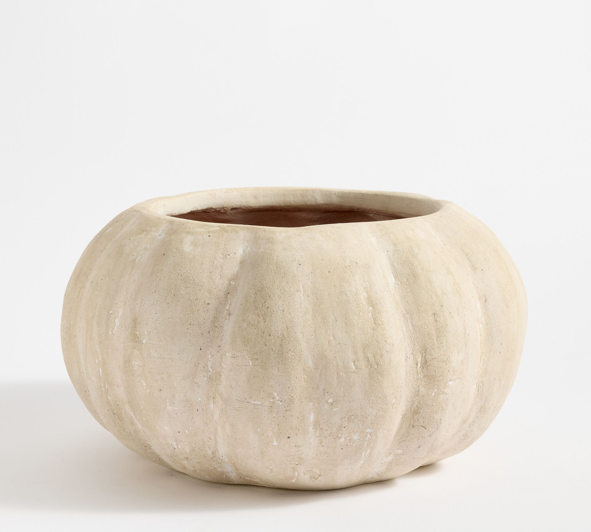 Terra Cotta Pumpkin Cachepot, Large - White