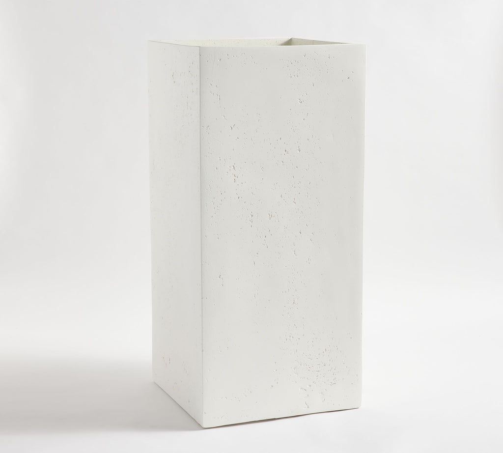 Mission Square Planter, White, Tall