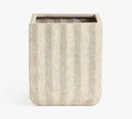 Modern Fluted Square Planter, Large - Rustic White