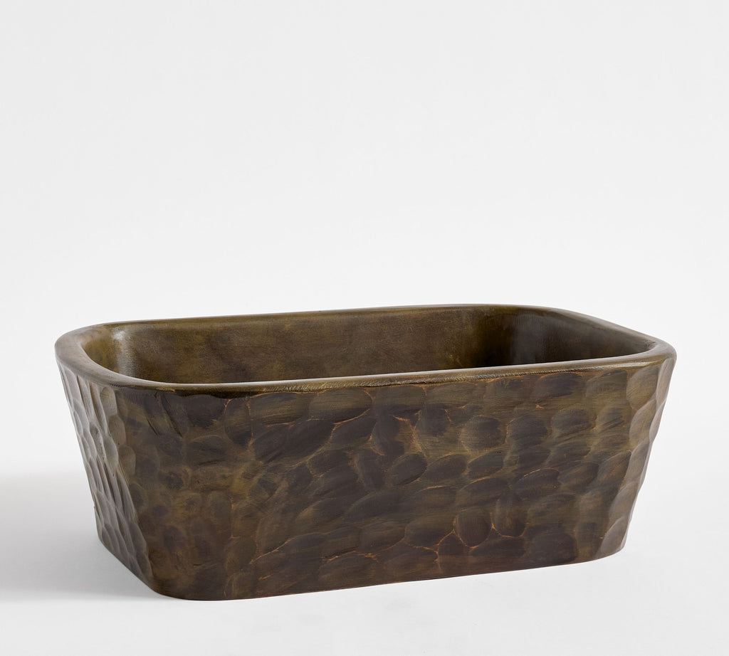 Rustic Wood Planter, Oval - Natural