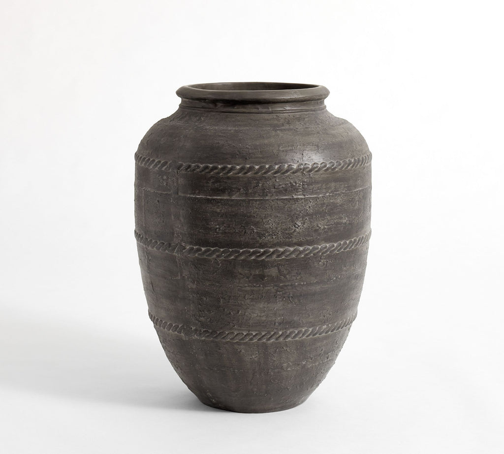 Sienna Braided Planter, Tall - Charcoal