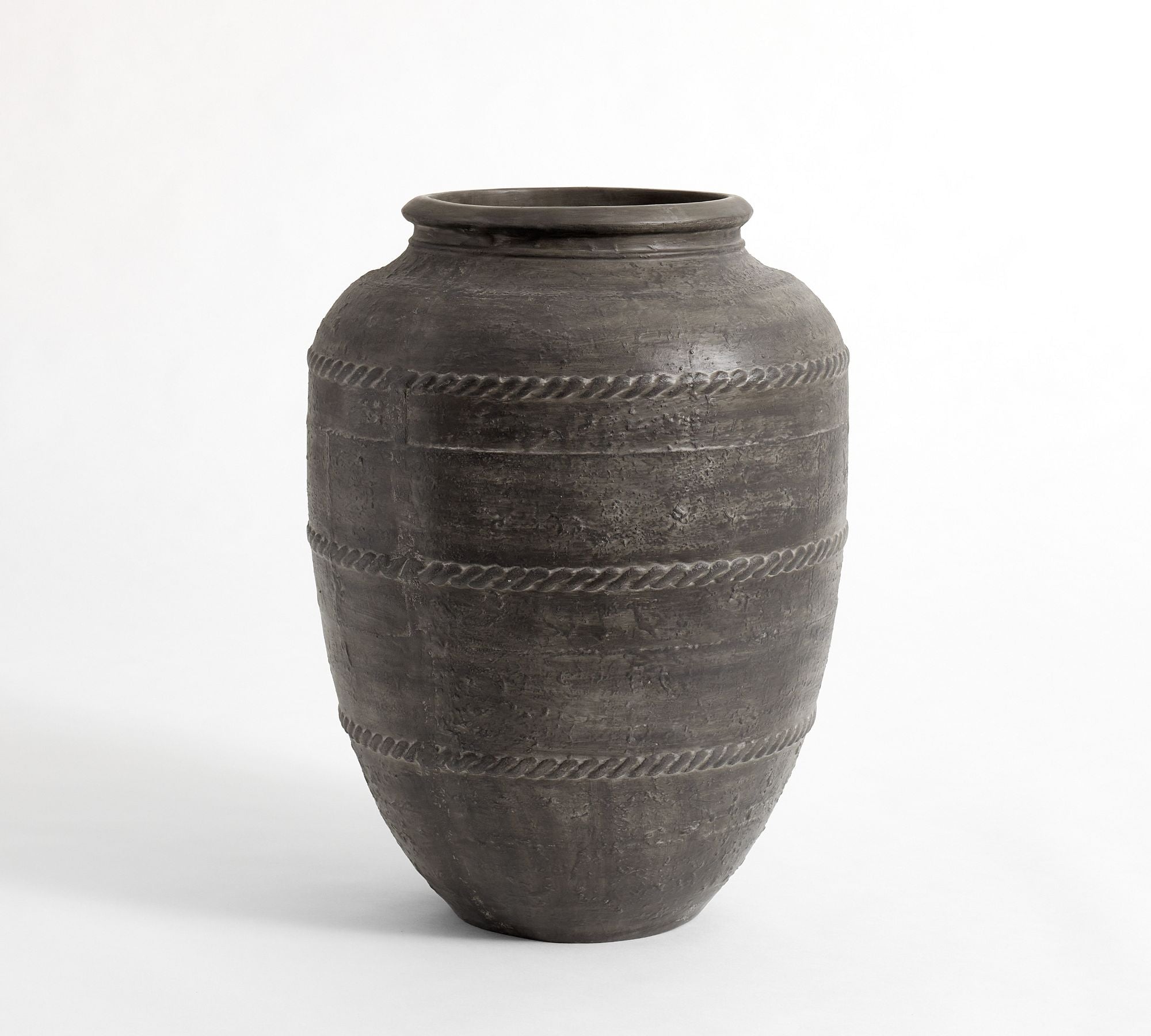 Sienna Braided Planter, Tall - Charcoal