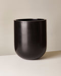 Black vase on a beige background