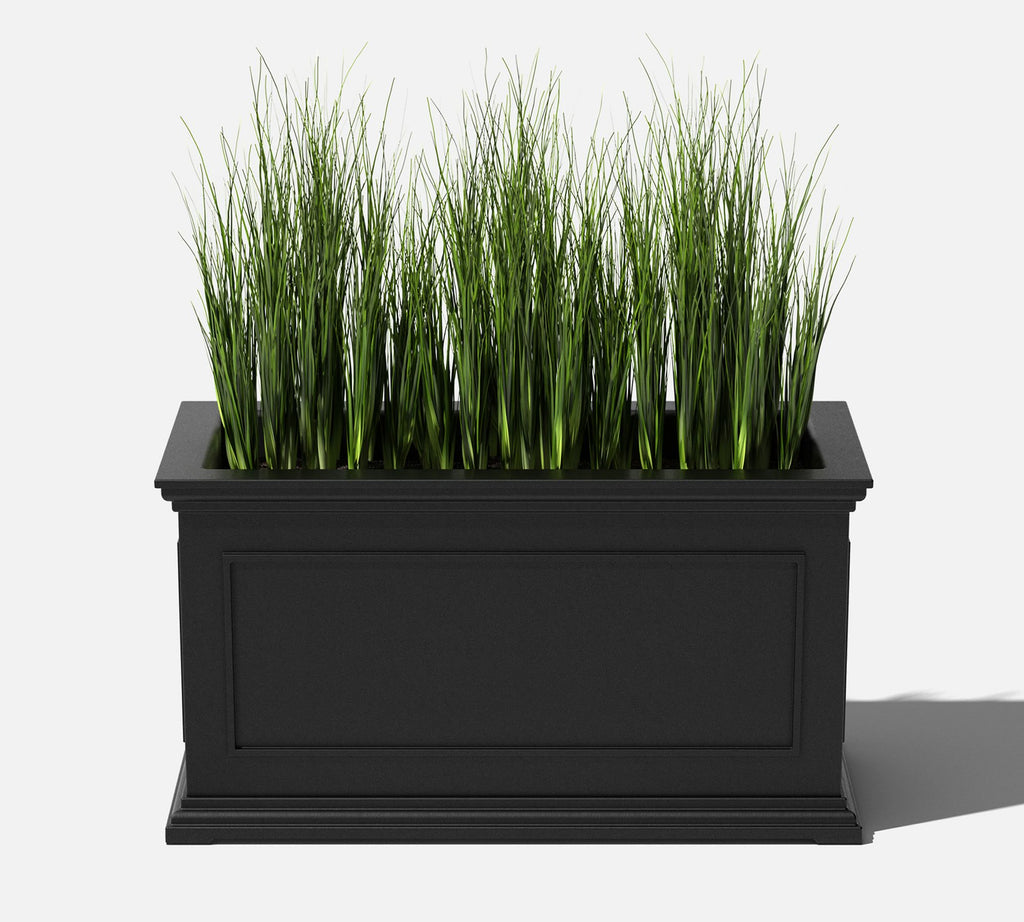 Veda Long Planter, Large, 33", Black