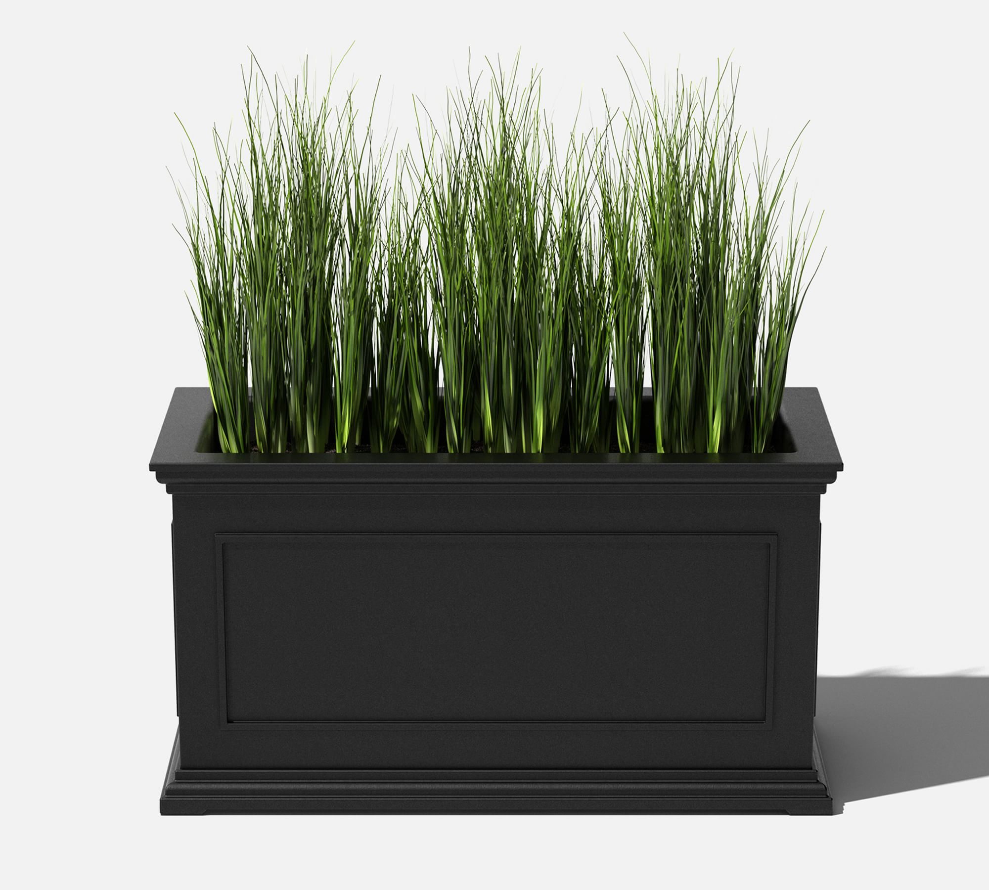 Veda Long Planter, Large, 33", Black