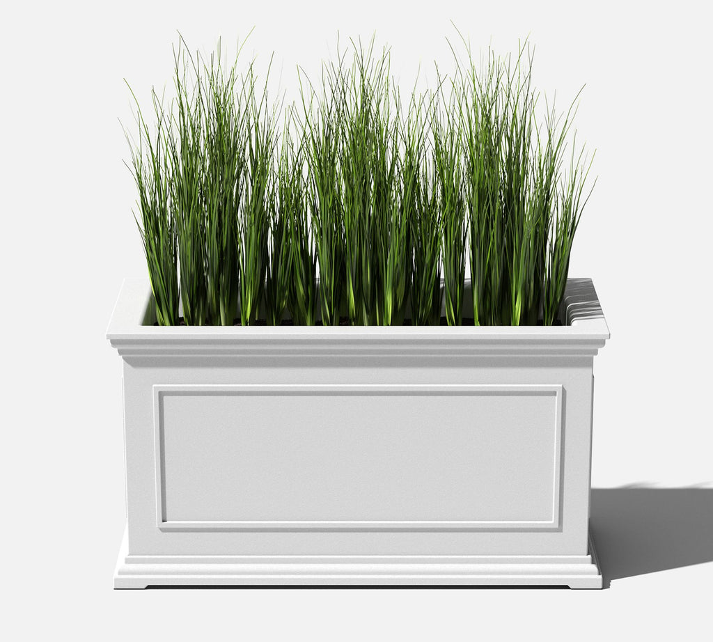 Veda Long Planter, Large, 33", White